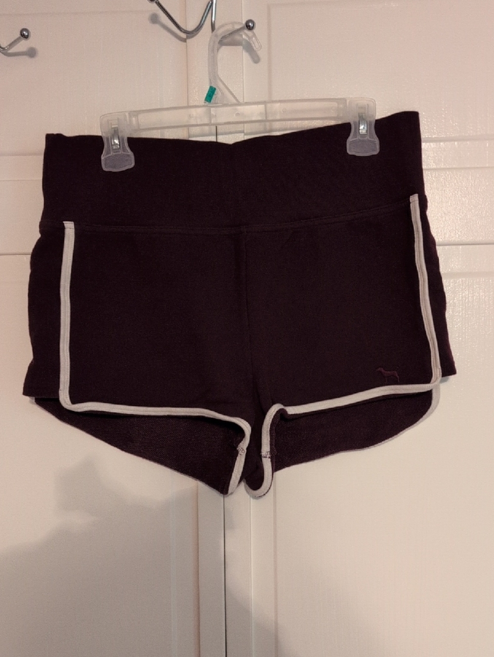 PINK Victoria's Secret Maroon Terry Foldover Shorts Size L